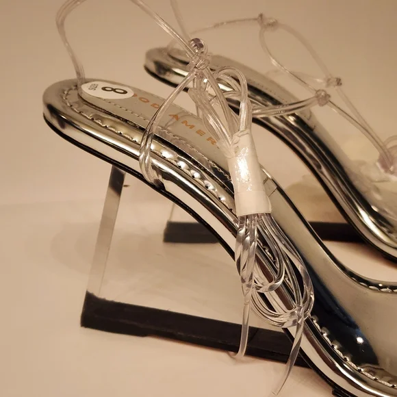 GOOD American Cinder-F*cking-Rella Wedge in Silver Neoprene/Lucite Size 8 - Picture 6 of 10